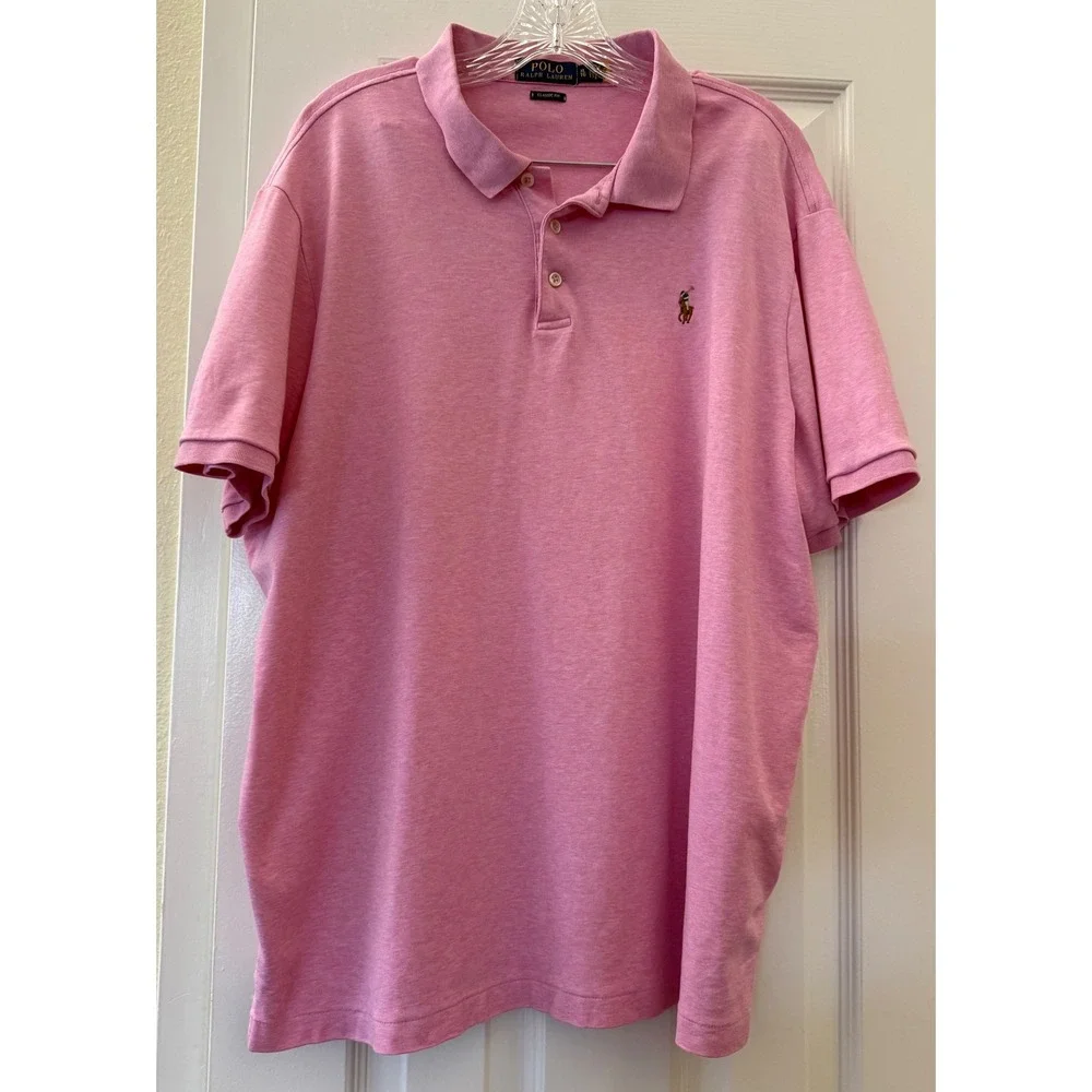 Polo Ralph Lauren Mens XL Classic Fit Pink Heather Short Sleeve Polo Shirt